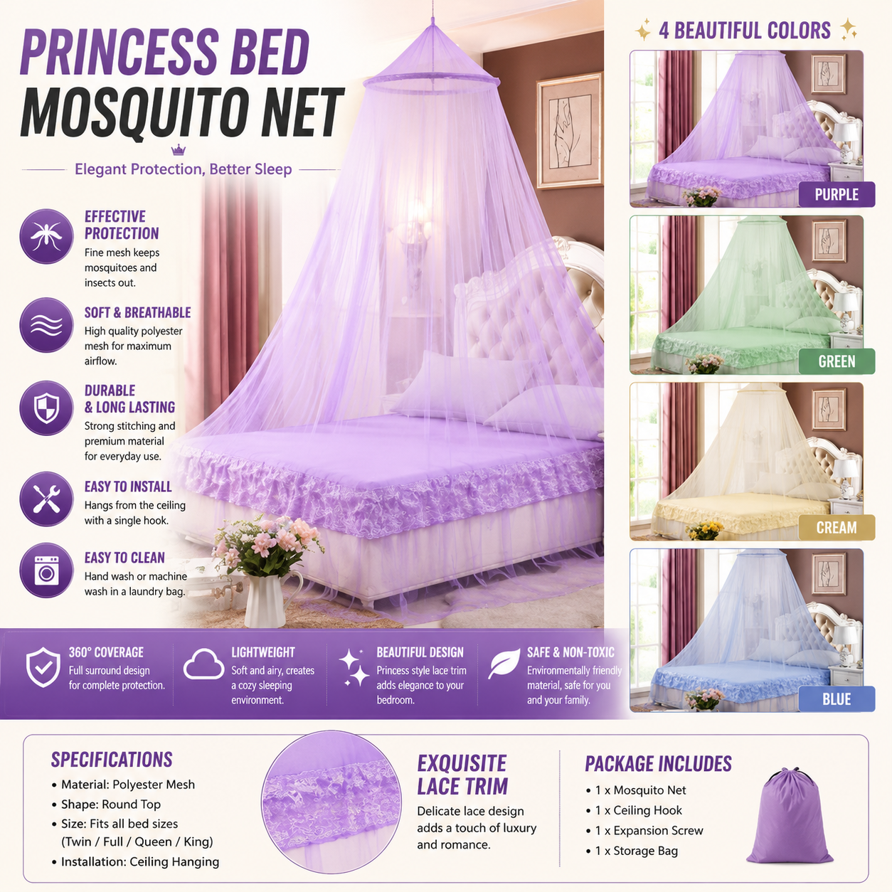 Round Canopy Mosquito Net