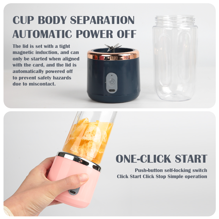 Portable USB Rechargeable Mini Juicer Blender 400ml
