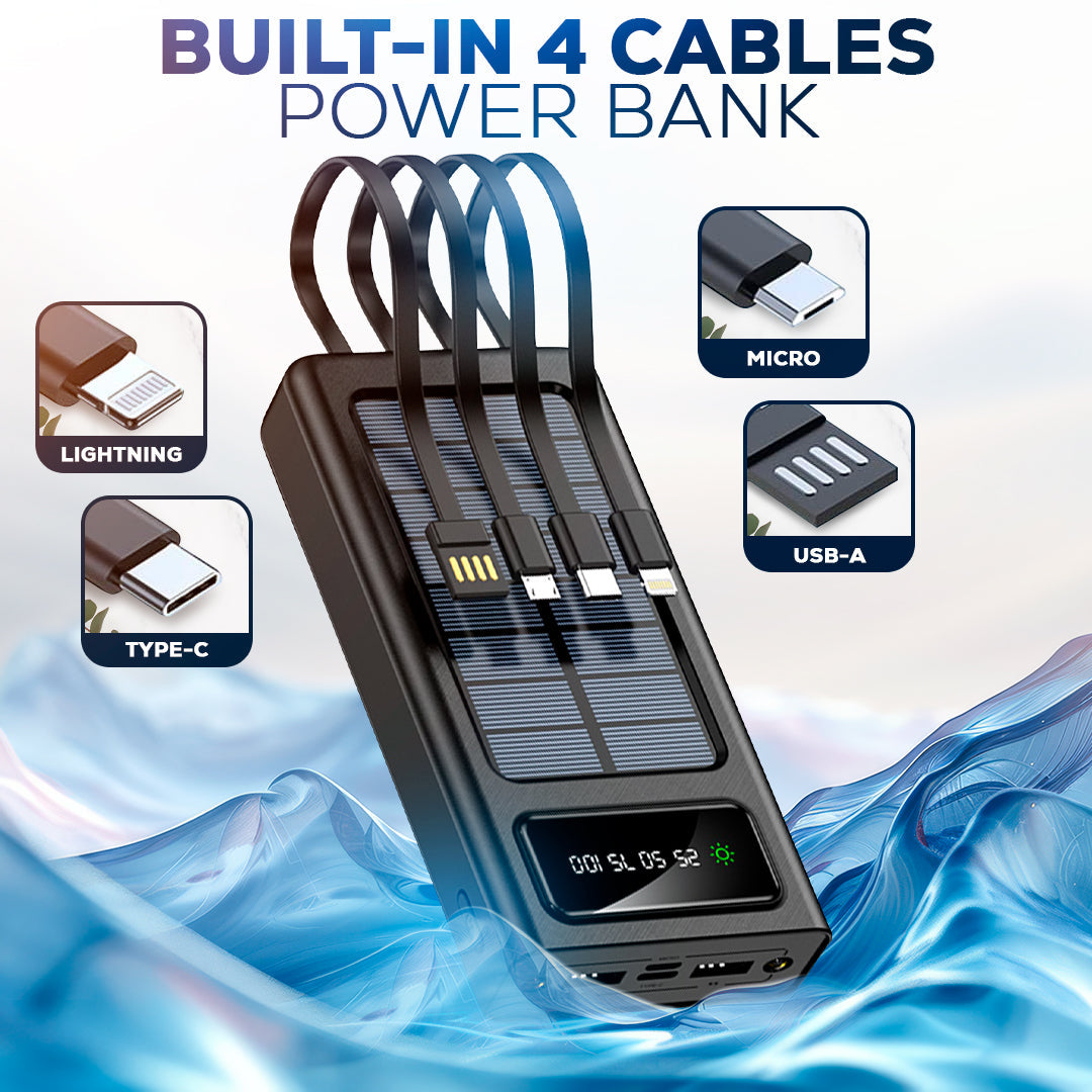 20,000mAh Solar Power Bank with Universal Charging Cables