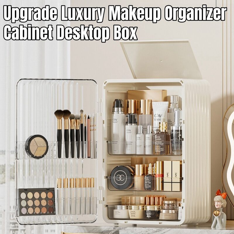 Stylish Cosmetic Storage Box with a Magnetic Door Design