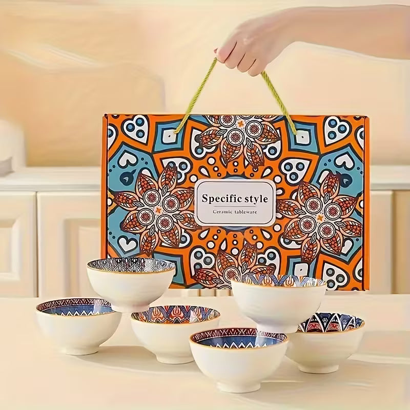 6-Piece Bohemian Style Small Dessert Bowl Set