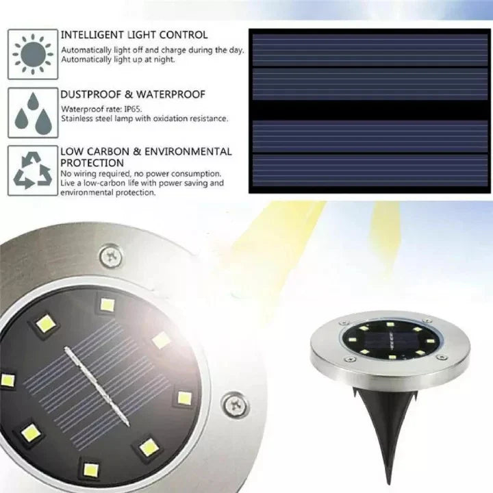 4PCS Solar 8 LED Ground Light