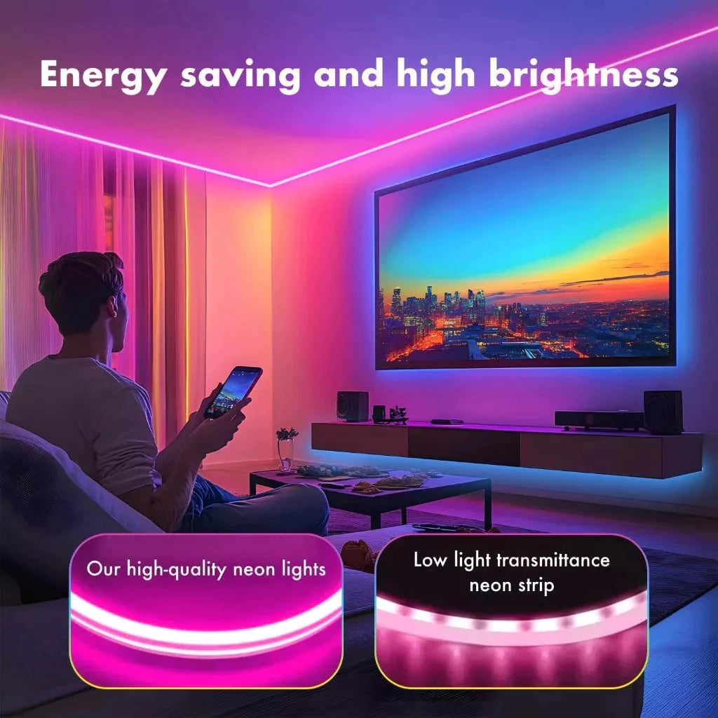USB-Powered RGBIC Neon Strip Light with Bluetooth Control