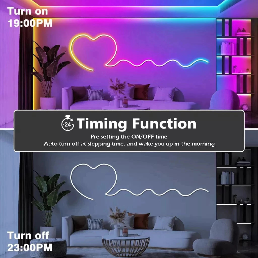 USB-Powered RGBIC Neon Strip Light with Bluetooth Control