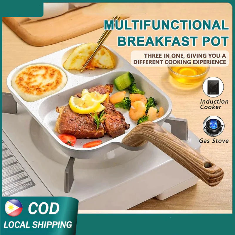 3-in-1 White Multi-Section Nonstick Grill Pan
