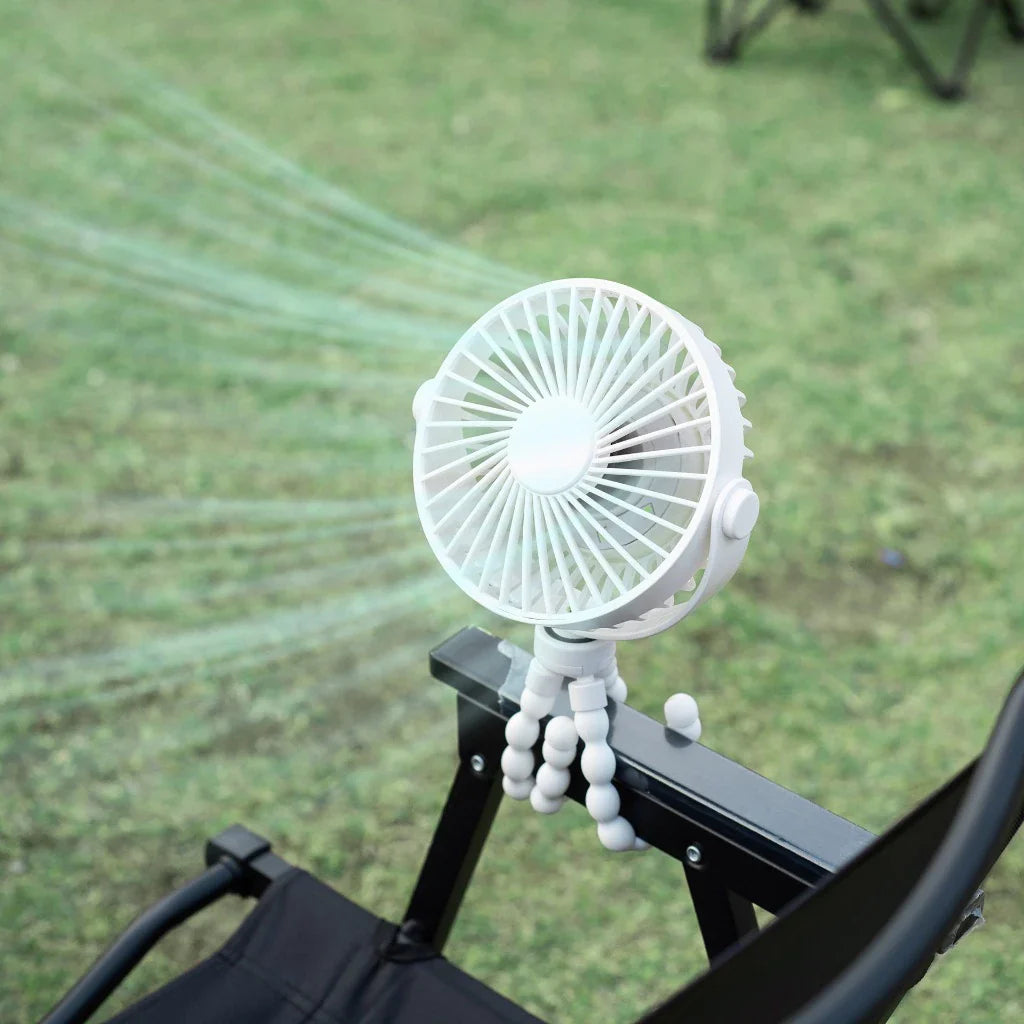 Ultra-Quiet Octopus Fan with Flexible Tripod and LED Light