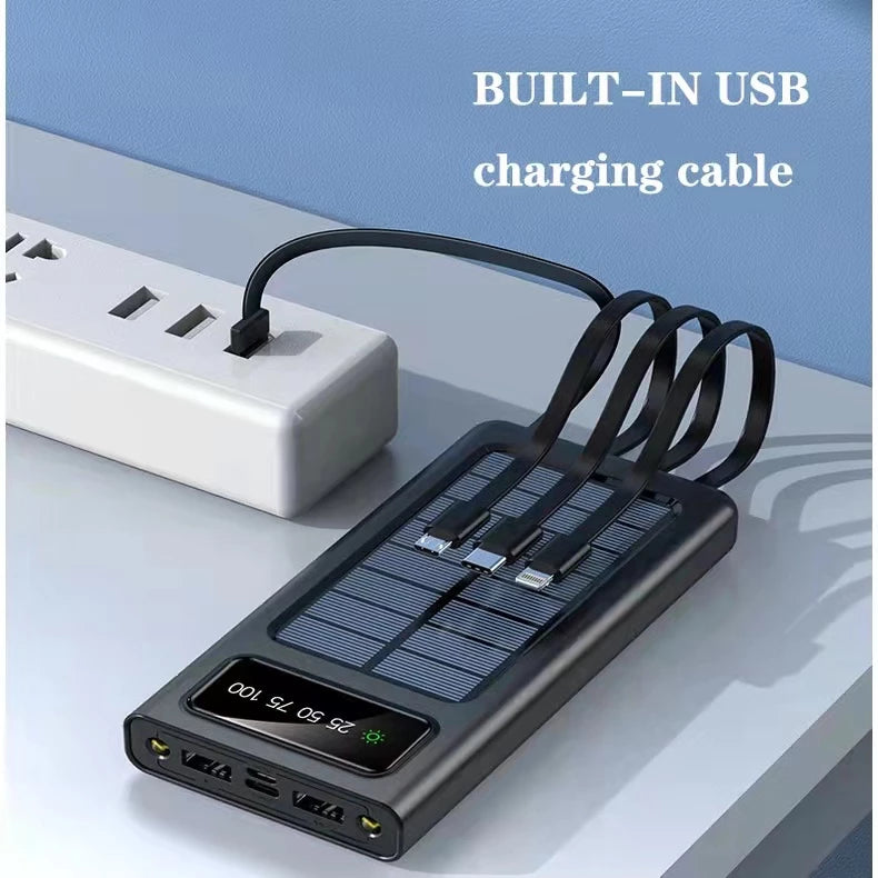 20,000mAh Solar Power Bank with Universal Charging Cables