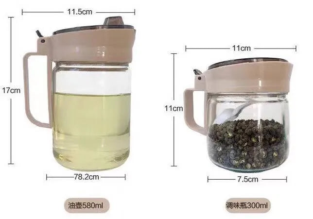 3-Piece Glass Oil Jar & Seasoning Container Set