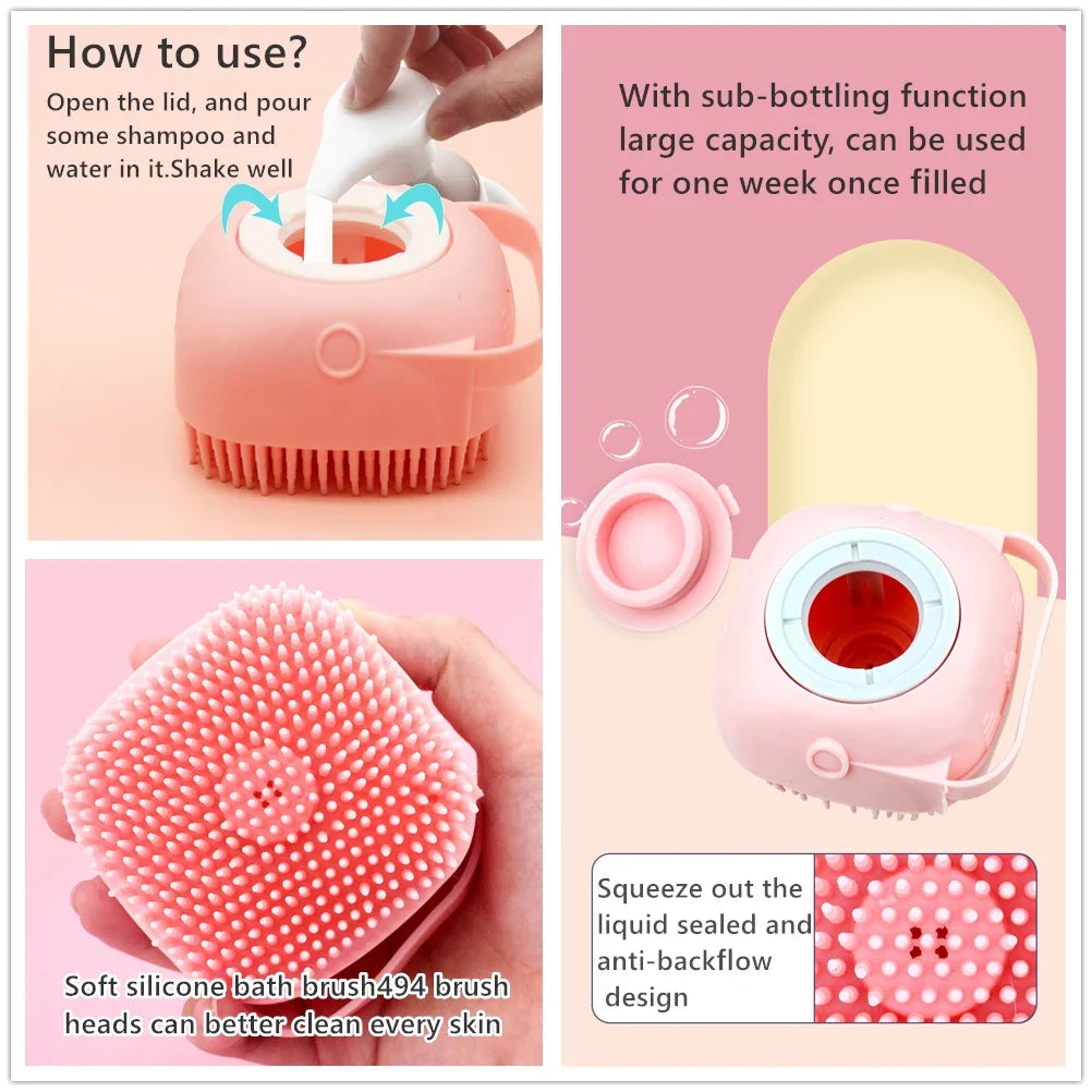 Soft Silicone Pet Shampoo Dispenser Brush