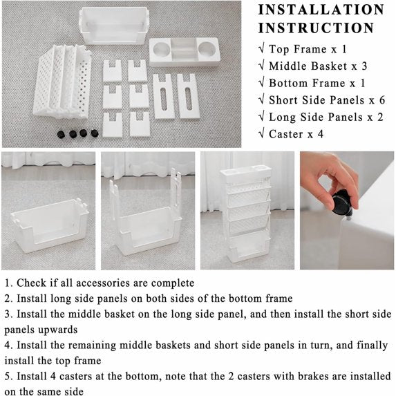 5 Tier Movable Bookshelf Cart