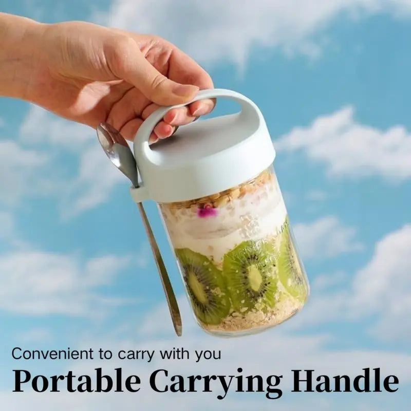 Overnight Oats Jar (with Spoon & Handle)