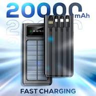 20,000mAh Solar Power Bank with Universal Charging Cables