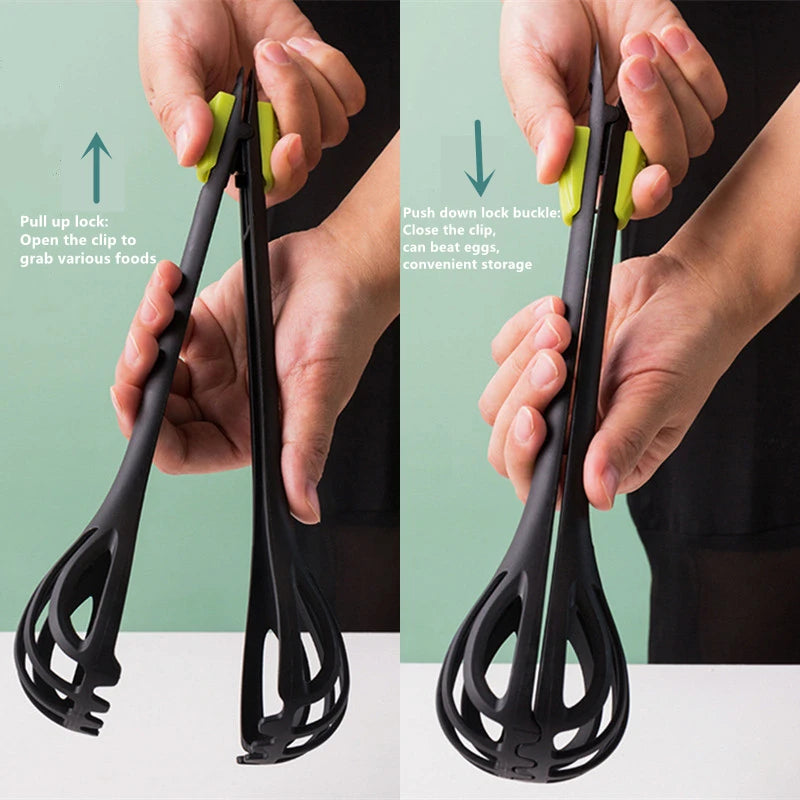 Multifunctional Whisk and Tong Kitchen Tool