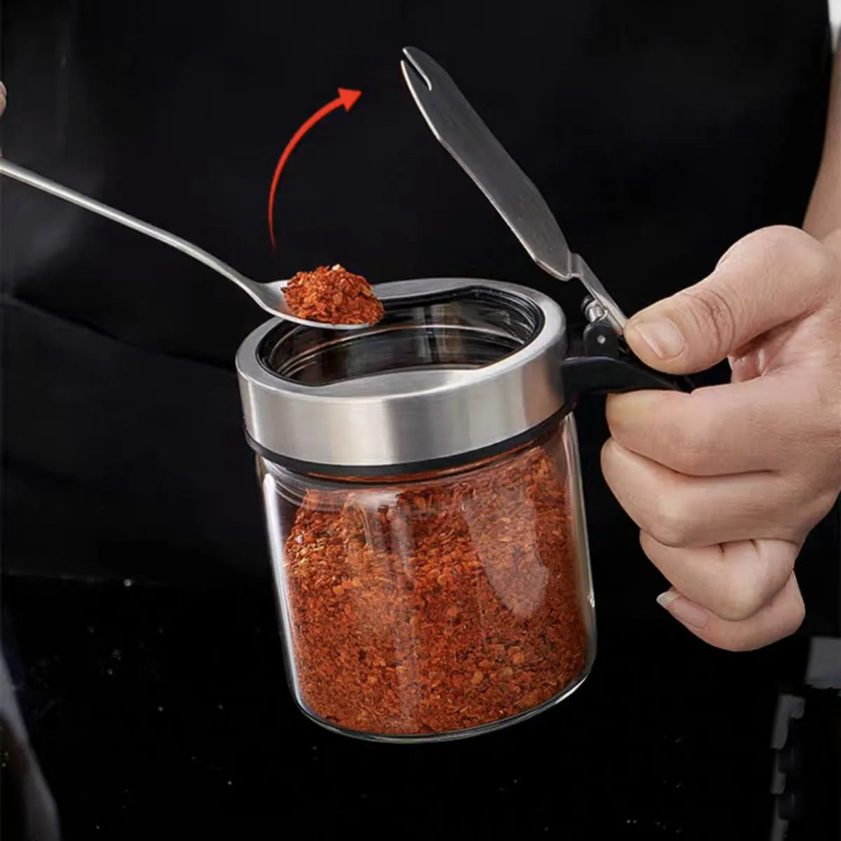 Stainless Steel Spice Jar with Spoon
