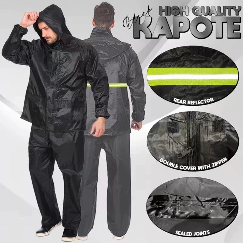 Waterproof Motorcycle Raincoat Set with Reflector