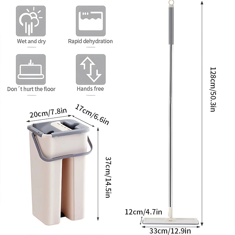 2-in-1 Flat Mop and Bucket Set