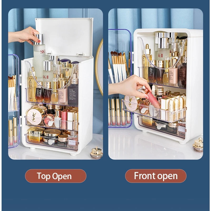 Stylish Cosmetic Storage Box with a Magnetic Door Design