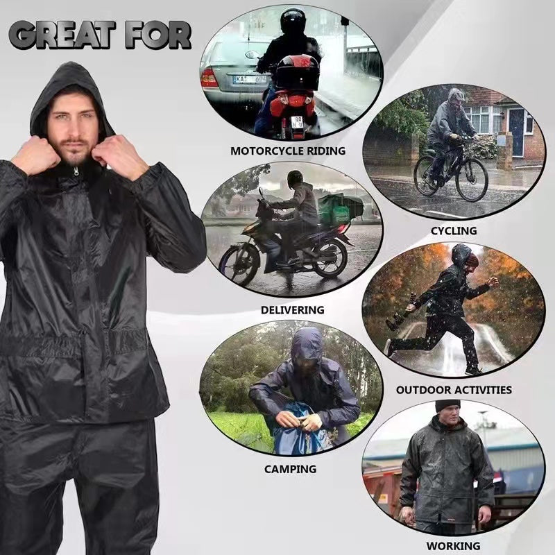 Waterproof Motorcycle Raincoat Set with Reflector