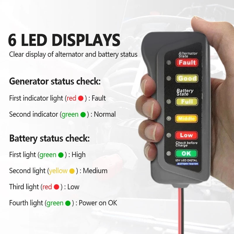 12V Car Battery & Alternator Tester