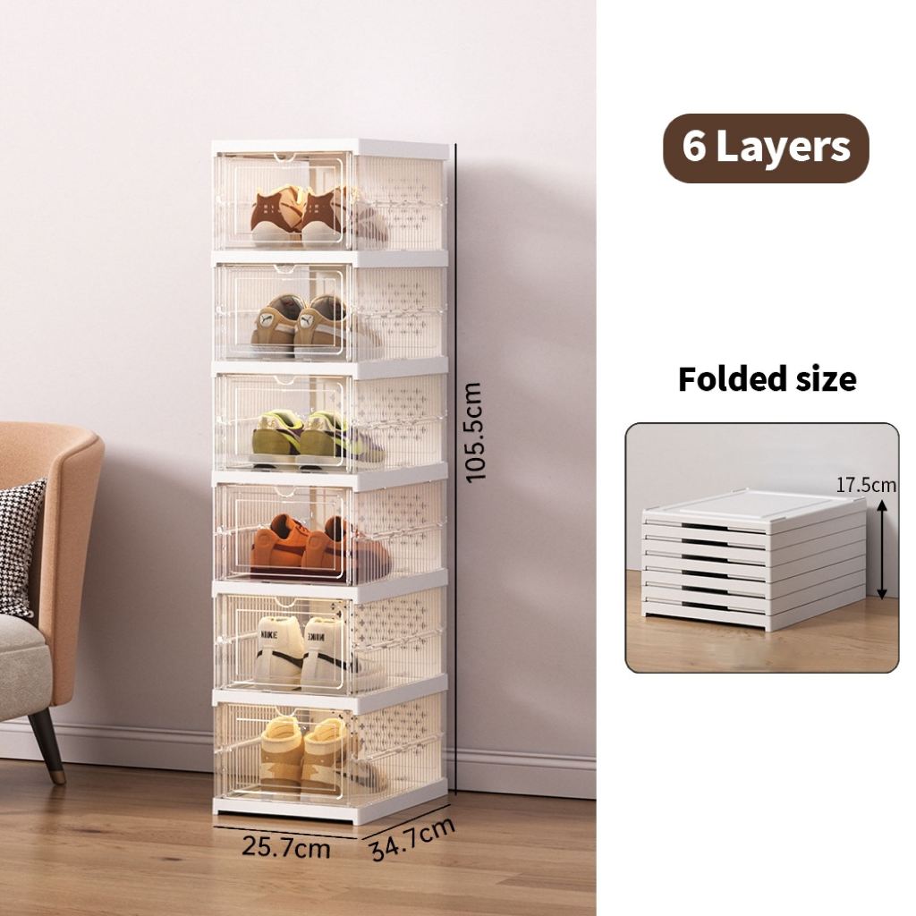 6-Layer Transparent Acrylic Shoe Organizer