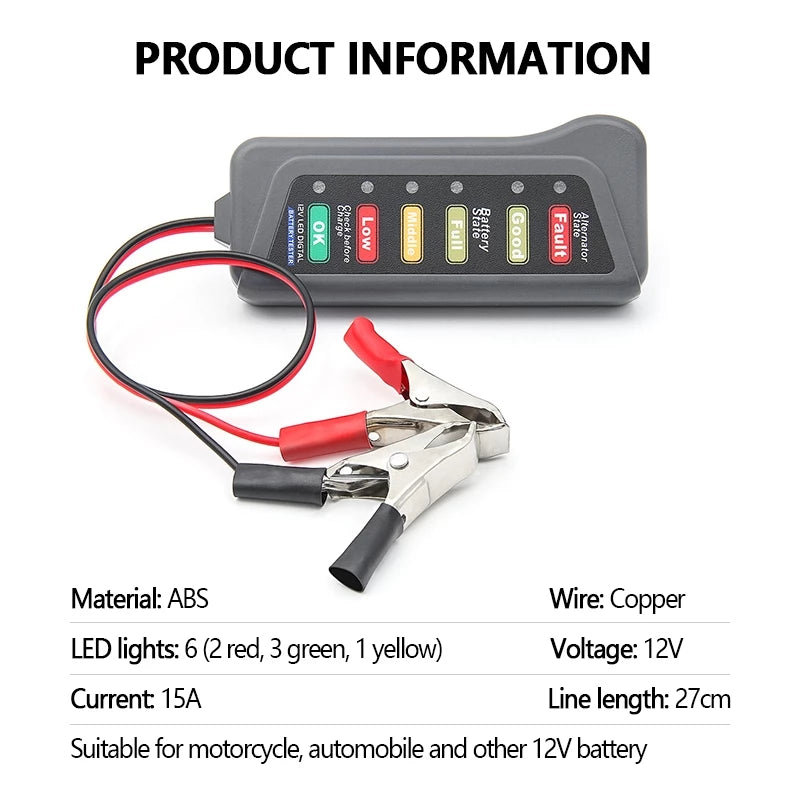 12V Car Battery & Alternator Tester