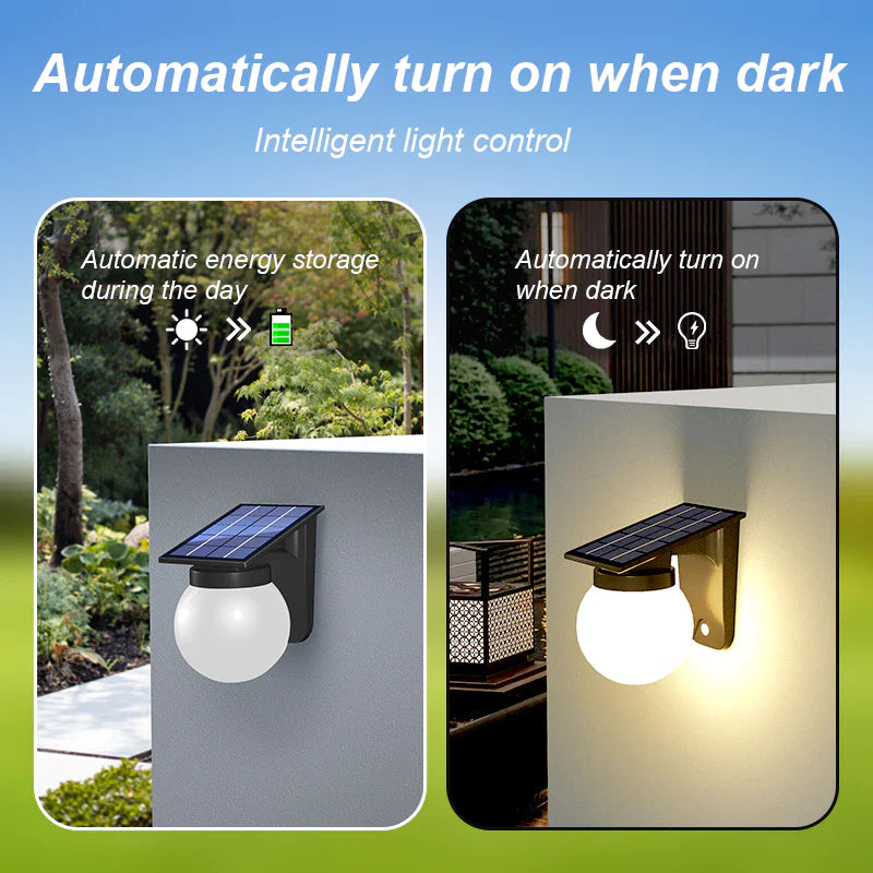 Solar-Powered Wall Lamp with Tri-Color Dimming