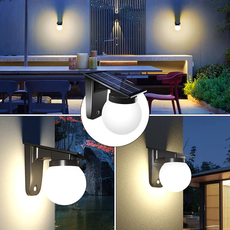 Solar-Powered Wall Lamp with Tri-Color Dimming