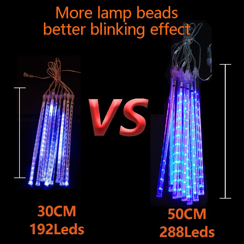 Solar/Plug-in LED Meteor Shower Rain Tubes Light