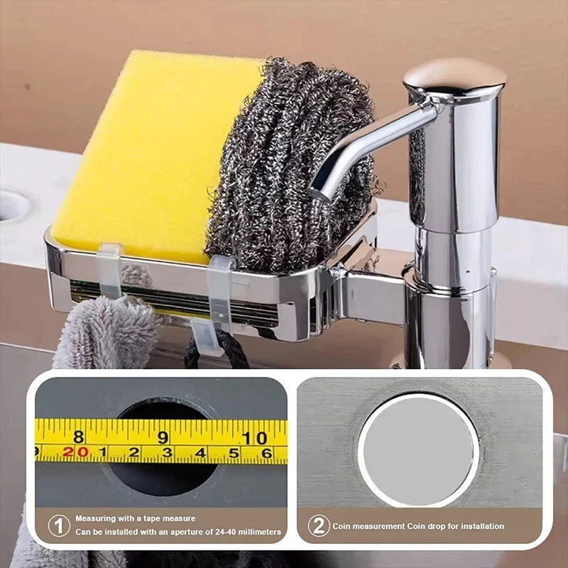 Stainless Steel Sink Soap Dispenser with Sponge Holder