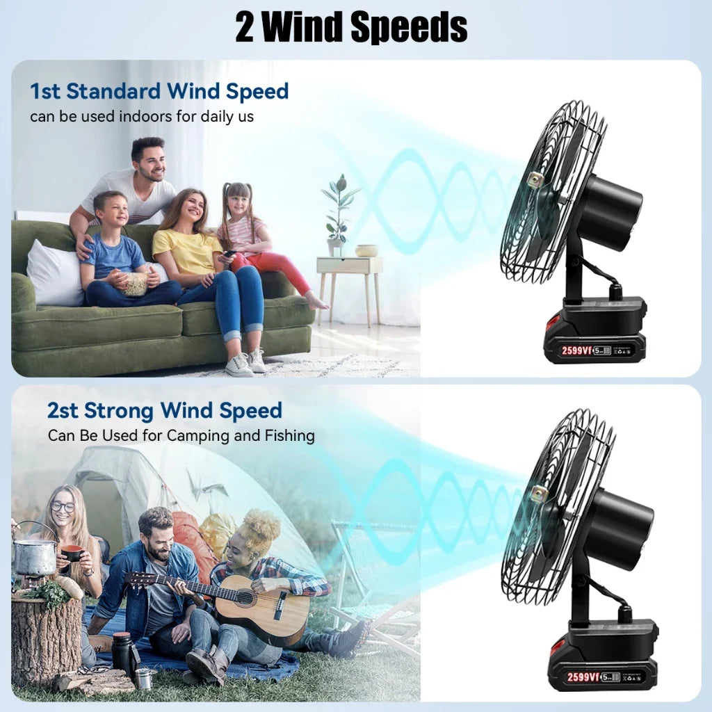 BIS F-8 Rechargeable Lithium Electric Fan with Two Bulbs