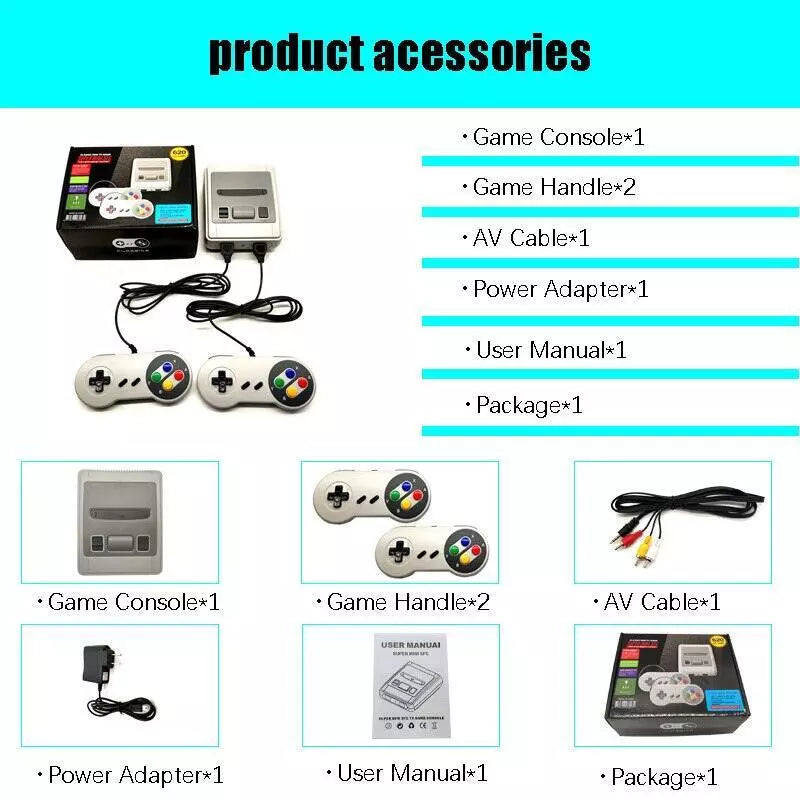 Super Mini SFC TV Game Console with 620 8-Bit Games
