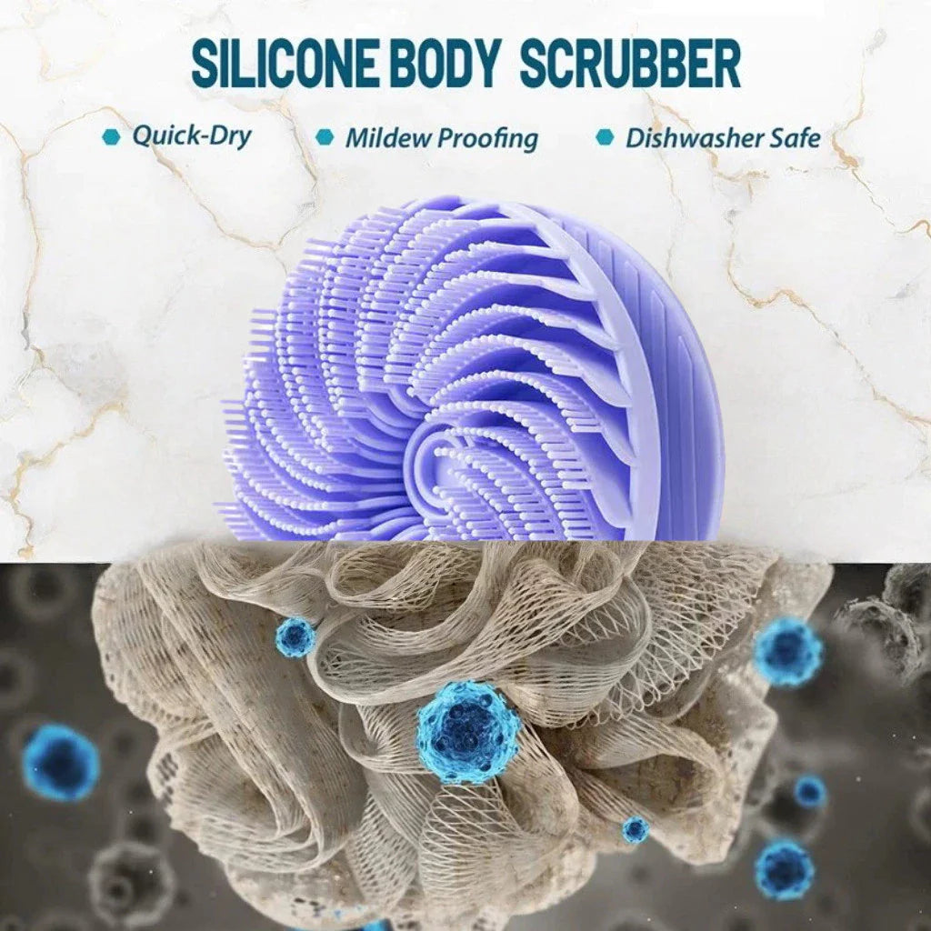 Double-Sided Silicone Bath Scrubber for Head & Body