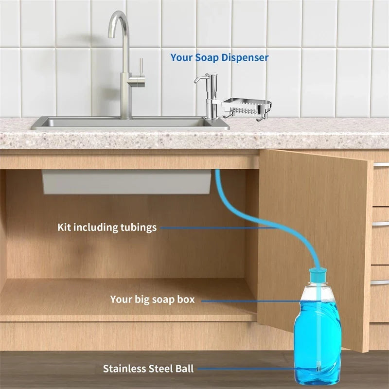 Stainless Steel Sink Soap Dispenser with Sponge Holder