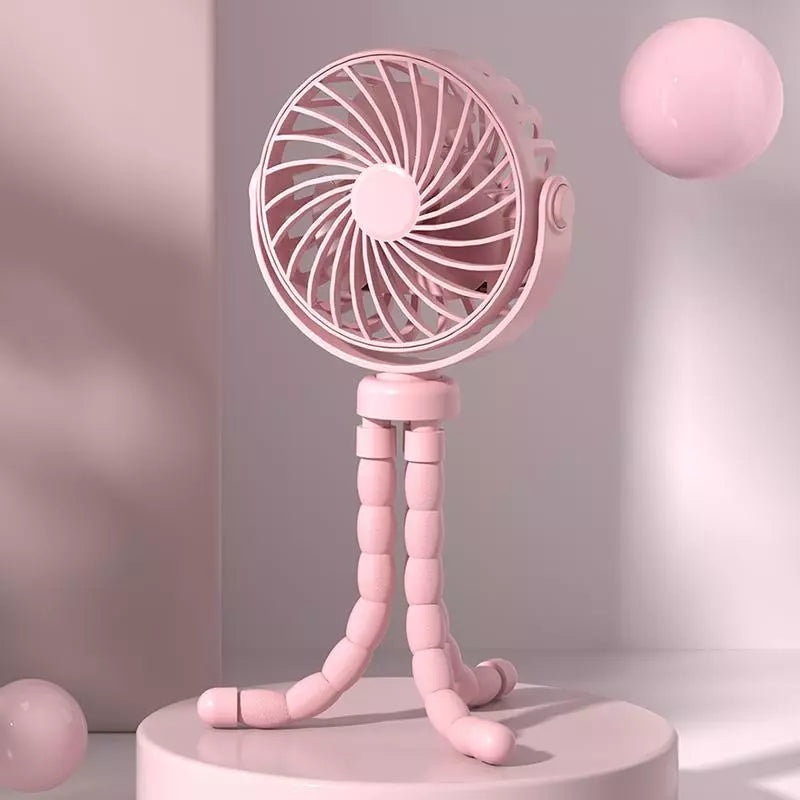 Ultra-Quiet Octopus Fan with Flexible Tripod and LED Light