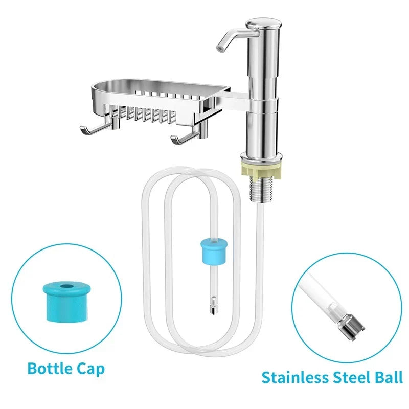 Stainless Steel Sink Soap Dispenser with Sponge Holder