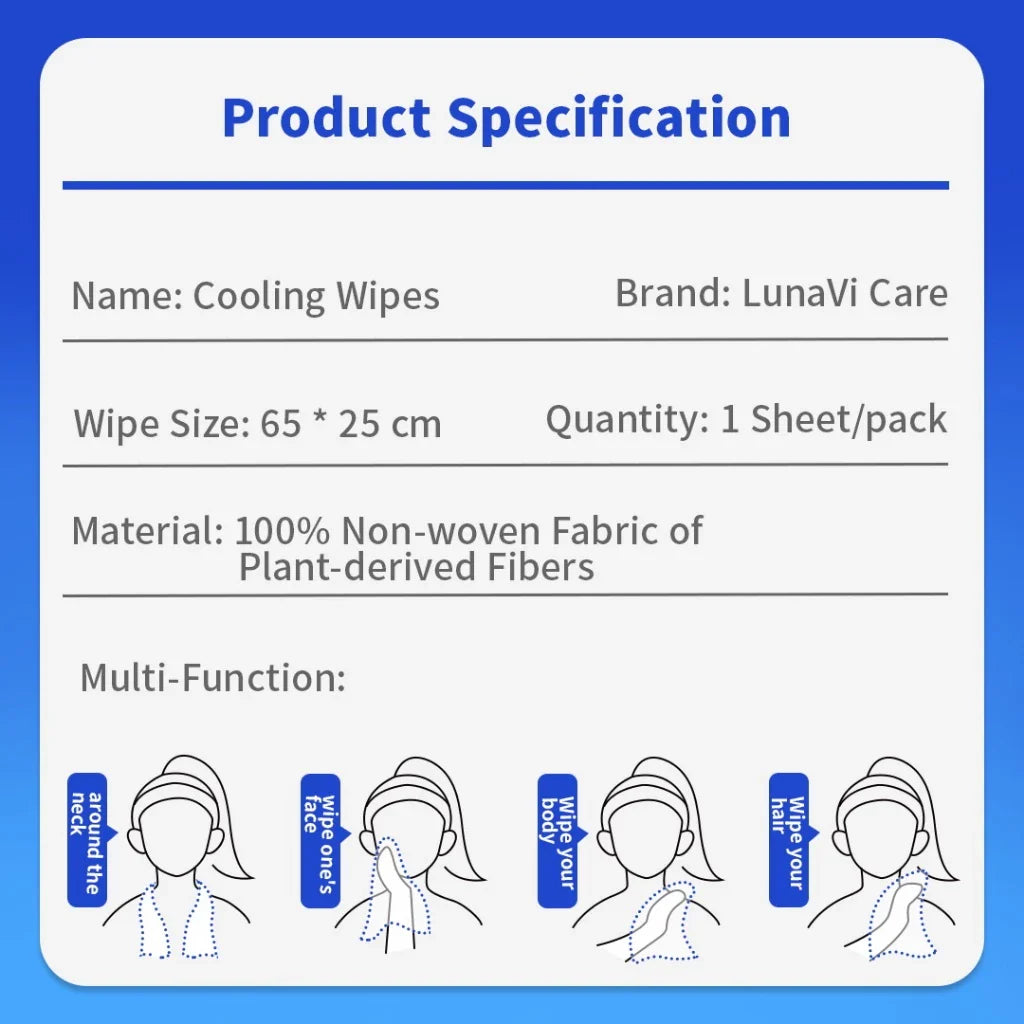 LunaVi Care Ice Cooling Wipes for Instant Heat Relief