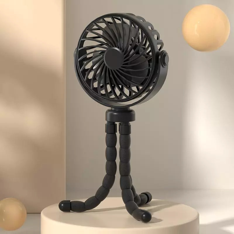 Ultra-Quiet Octopus Fan with Flexible Tripod and LED Light