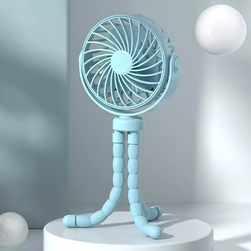 Ultra-Quiet Octopus Fan with Flexible Tripod and LED Light