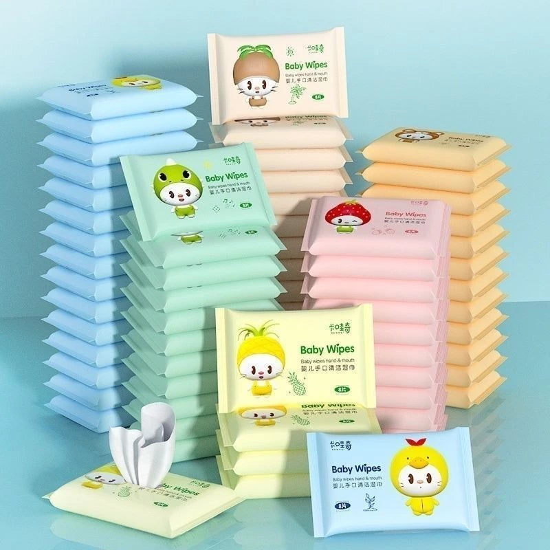 Non Alcohol Mini Wet Baby Wipes 8sheets/pack