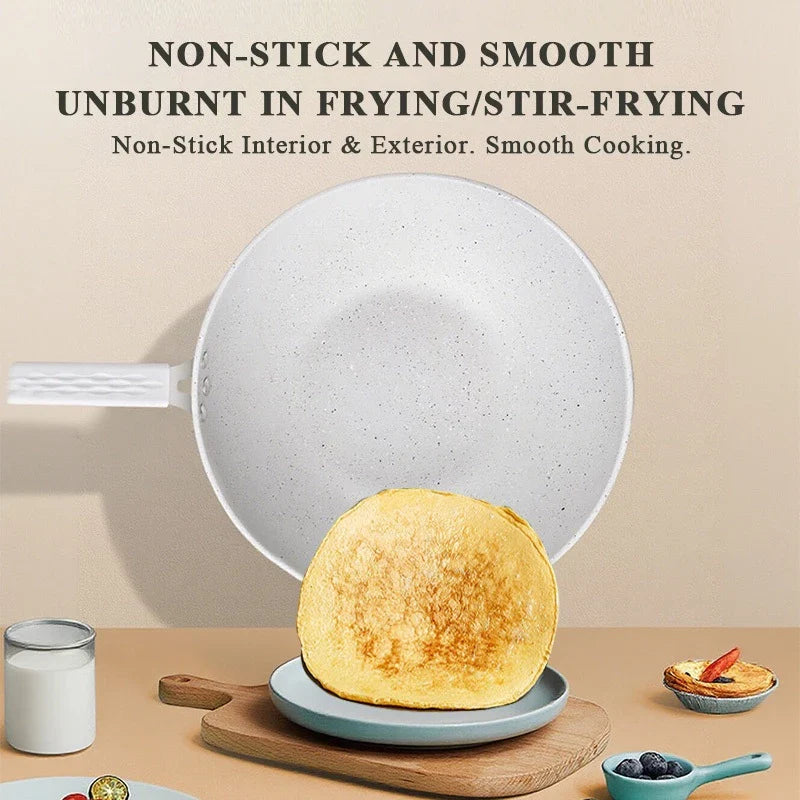Maifanite Material White Non-Stick Frying Pan
