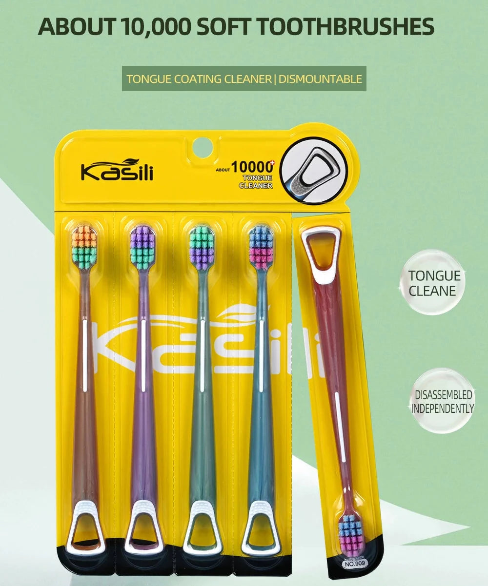 2-in-1 Toothbrush & Tongue Scraper 5pcs/set
