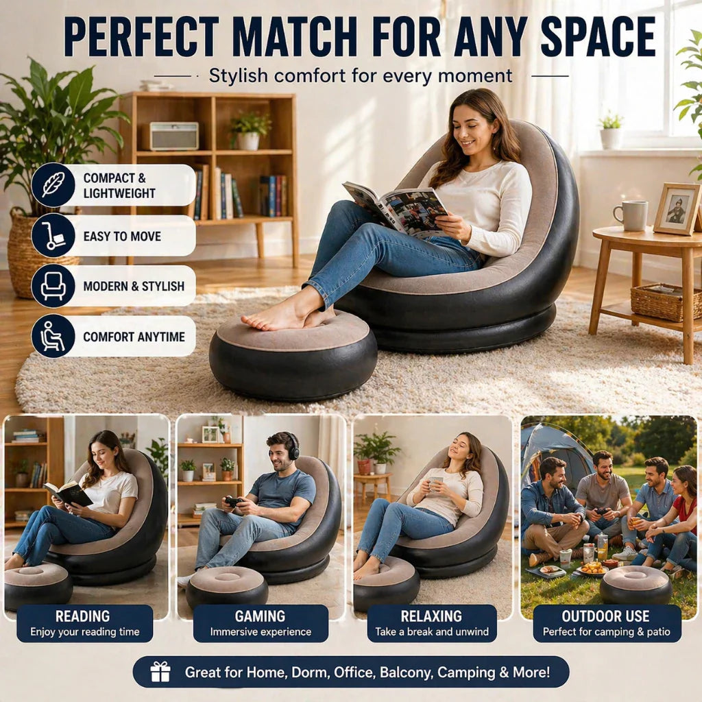 Inflatable Lounge Chair with Foot Stool