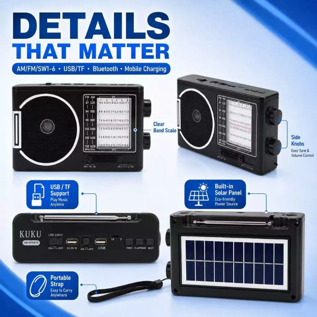 KTF-1646 Solar Charging Wireless Portable Radio Speaker