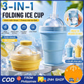 Collapsible Silicone Ice Ball Maker Cup with Straw