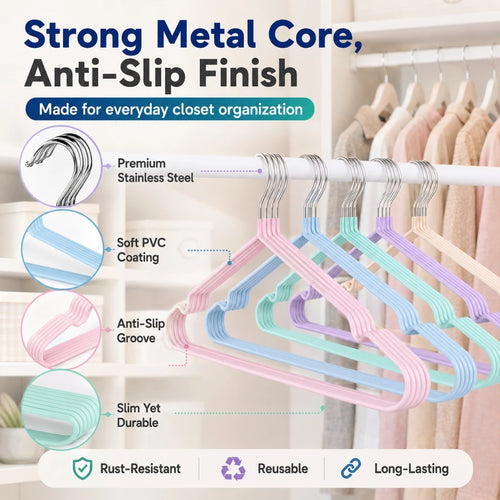 10pcs/Set Stainless Steel Non-slip Clothes Hanger