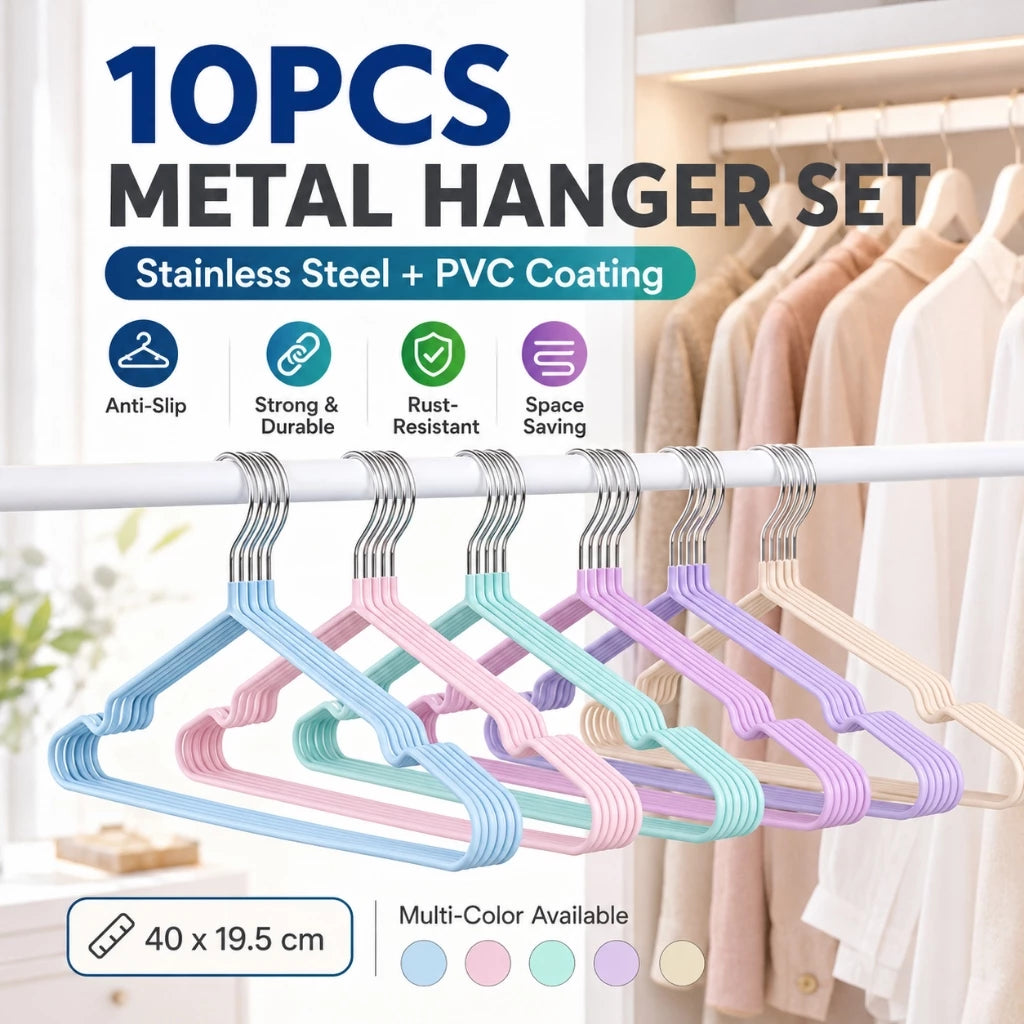 10pcs/Set Stainless Steel Non-slip Clothes Hanger