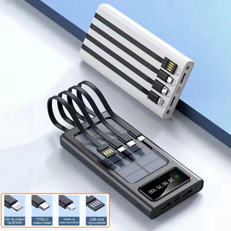 20,000mAh Solar Power Bank with Universal Charging Cables