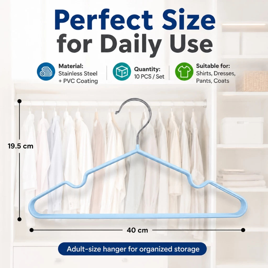 10pcs/Set Stainless Steel Non-slip Clothes Hanger