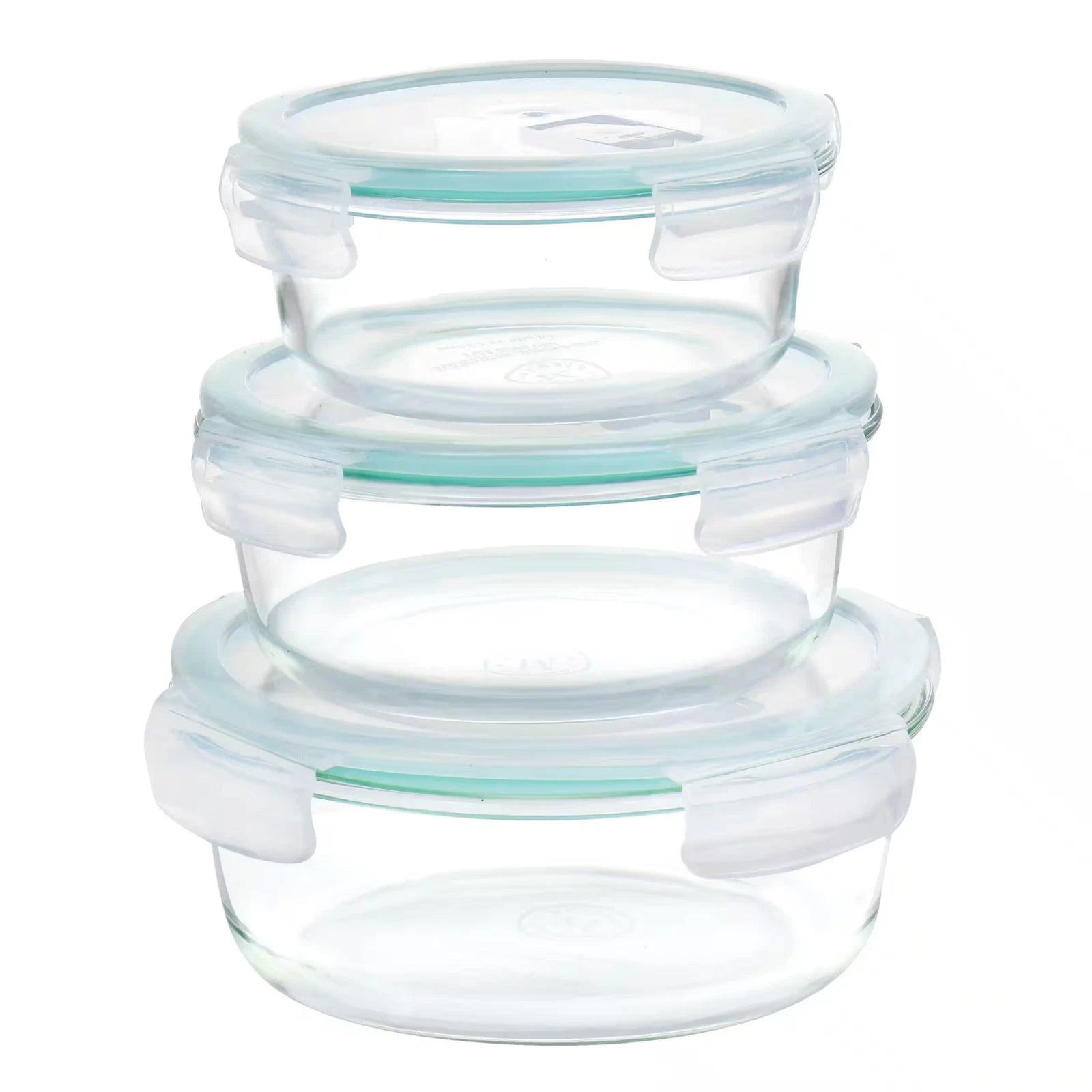 Round Glass Stackable Food Storage Container Set w/ Leak Proof Lids