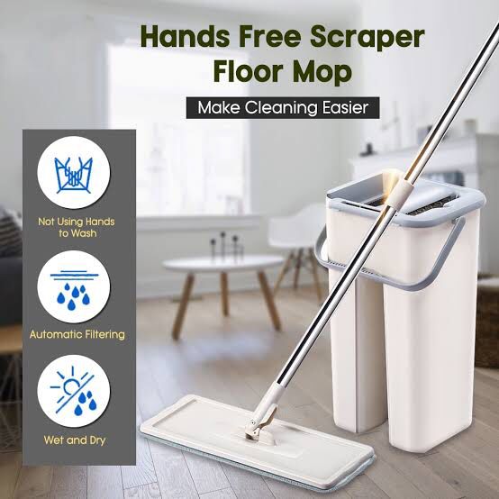 2-in-1 Flat Mop and Bucket Set
